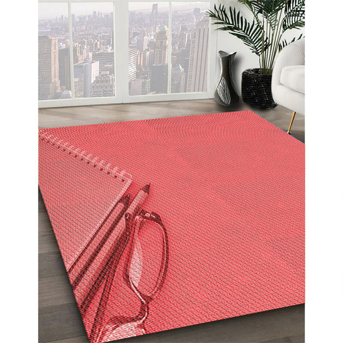 Machine Washable Transitional Red Rug in a Family Room, wshpat486rd