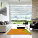 Square Patterned Neon Orange Rug in a Living Room, pat486yw