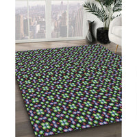 Patterned Charcoal Black Novelty Rug, pat487