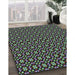 Patterned Charcoal Black Novelty Rug in Family Room, pat487