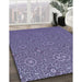 Patterned Purple Mimosa Purple Rug in Family Room, pat489blu