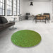 Round Patterned Green Rug in a Office, pat489grn