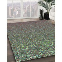 Patterned Dark Brown Rug, pat489lblu