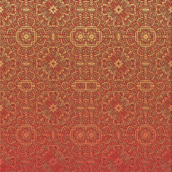 Round Patterned Orange Rug, pat489org