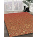 Patterned Orange Rug in Family Room, pat489org