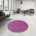 Round Patterned Medium Violet Red Pink Rug in a Office, pat489pur