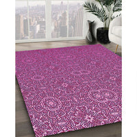 Patterned Medium Violet Red Pink Rug, pat489pur