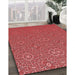 Patterned Red Rug in Family Room, pat489rd