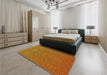 Patterned Tomato Red Rug in a Bedroom, pat489yw