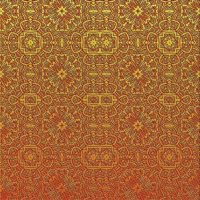 Round Patterned Tomato Red Rug, pat489yw