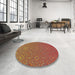 Round Machine Washable Transitional Sand Brown Rug in a Office, wshpat489