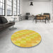 Round Patterned Yellow Rug in a Office, pat49yw