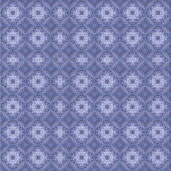 Round Patterned Denim Blue Rug, pat490blu