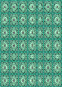 Machine Washable Transitional Turquoise Green Rug, wshpat490lblu