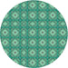 Square Patterned Turquoise Green Rug, pat490lblu