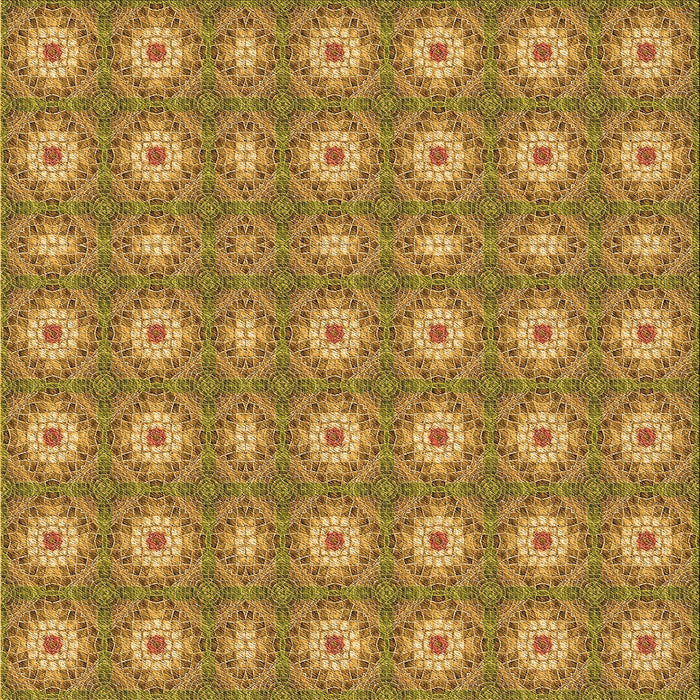 Round Patterned Yellow Rug, pat490org