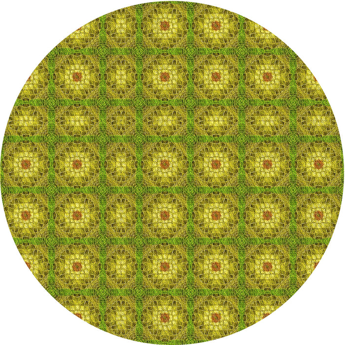 Square Patterned Olive Green Rug, pat490yw