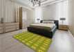 Patterned Olive Green Rug in a Bedroom, pat490yw