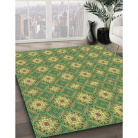 Patterned Antique Bronze Green Novelty Rug, pat490