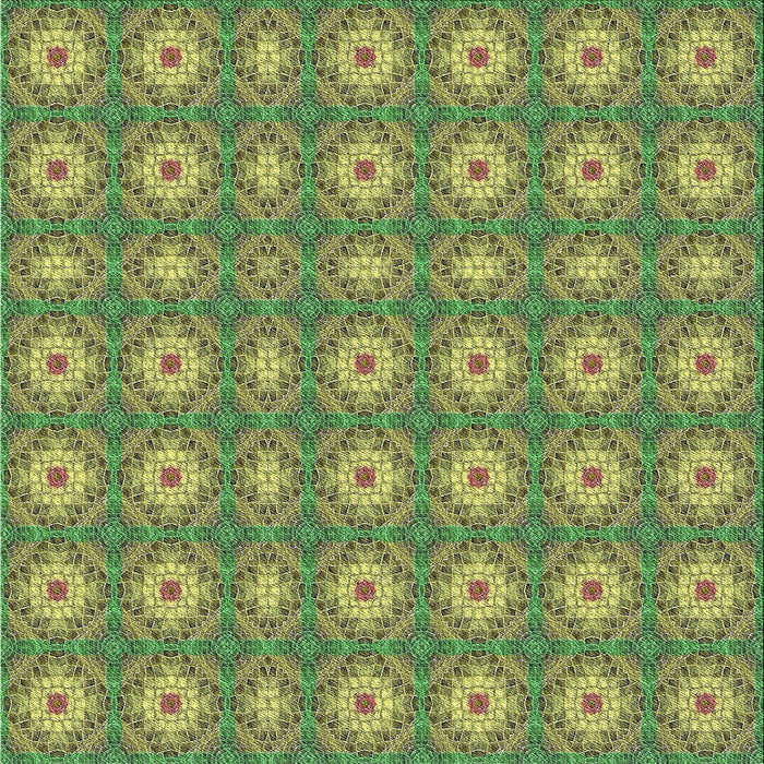 Square Patterned Antique Bronze Green Novelty Rug, pat490