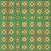 Square Patterned Antique Bronze Green Novelty Rug, pat490