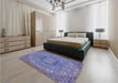 Patterned Deep Periwinkle Purple Rug in a Bedroom, pat491blu