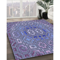 Patterned Deep Periwinkle Purple Rug, pat491blu