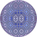 Square Machine Washable Transitional Deep Periwinkle Purple Rug in a Living Room, wshpat491blu