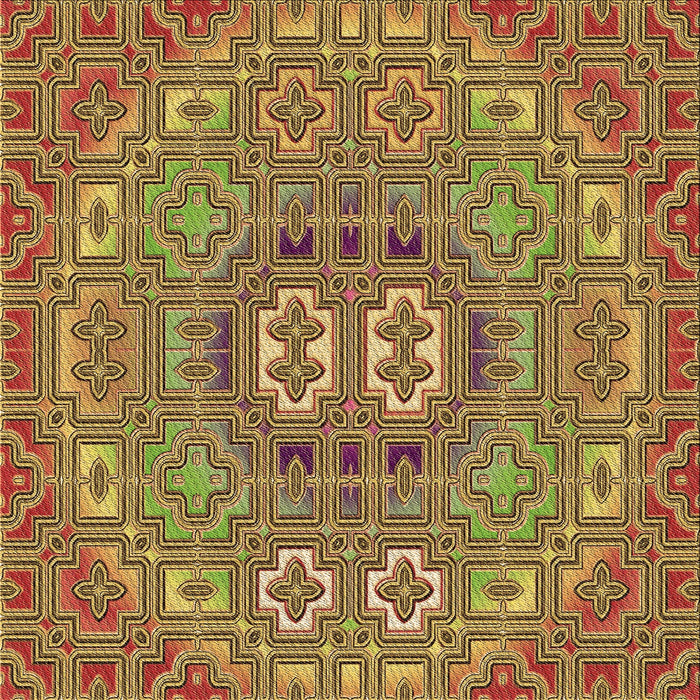 Round Patterned Yellow Rug, pat491brn