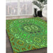 Patterned Green Rug in Family Room, pat491grn