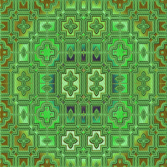 Round Patterned Green Rug, pat491grn