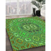 Machine Washable Transitional Green Rug in a Family Room, wshpat491grn
