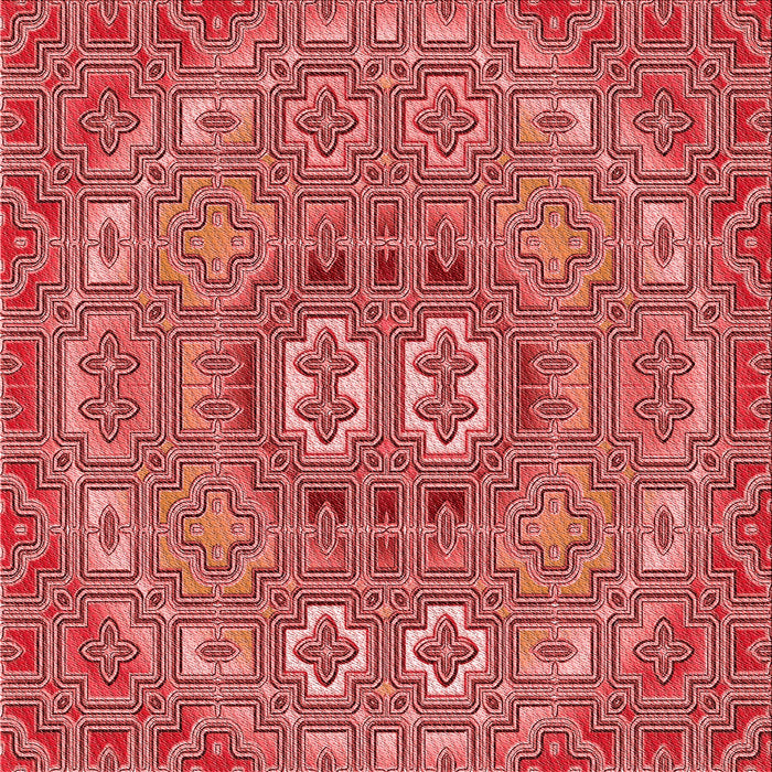 Round Patterned Red Rug, pat491rd