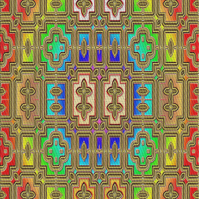 Patterned Avocado Green Modern Rug, pat491