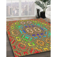 Patterned Avocado Green Modern Rug, pat491