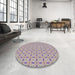 Round Machine Washable Transitional French Lilac Purple Rug in a Office, wshpat492