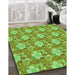 Machine Washable Transitional Emerald Green Rug in a Family Room, wshpat493grn