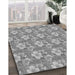 Patterned Cloud Gray Rug in Family Room, pat493gry