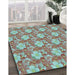Patterned Blue Green Rug in Family Room, pat493lblu