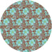 Square Patterned Blue Green Rug, pat493lblu