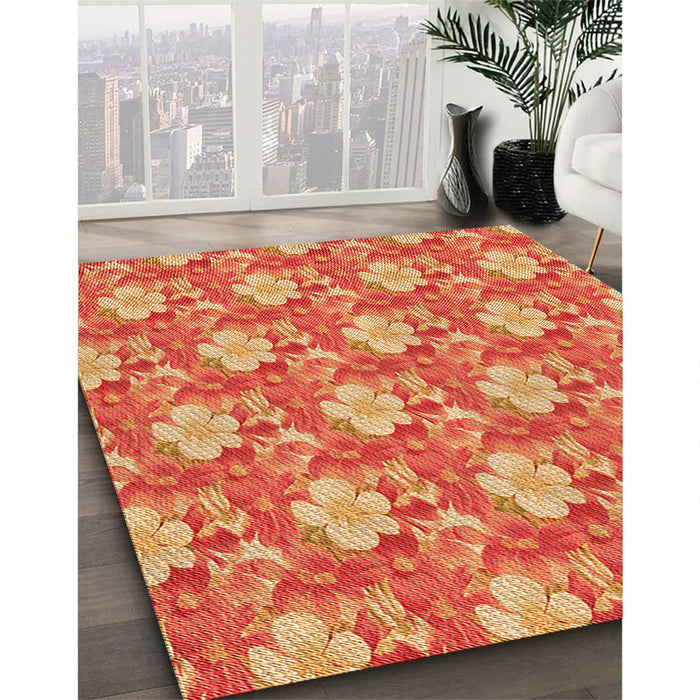 Machine Washable Transitional Orange Rug in a Family Room, wshpat493org