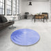 Round Patterned Sky Blue Rug in a Office, pat494blu