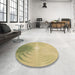 Round Patterned Dark Golden Brown Rug in a Office, pat494brn