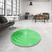 Round Patterned Neon Green Rug in a Office, pat494grn