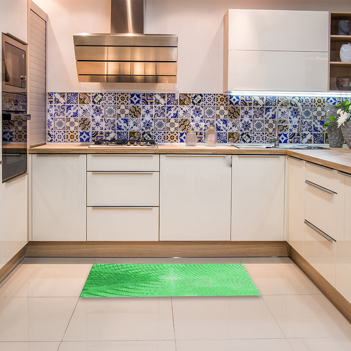 Patterned Neon Green Rug in a Kitchen, pat494grn