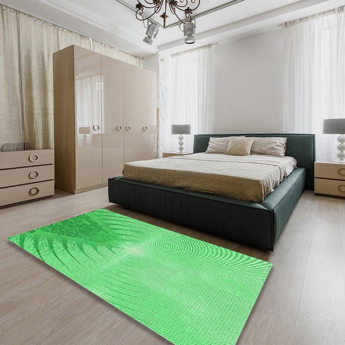 Patterned Neon Green Rug in a Bedroom, pat494grn