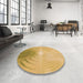 Round Patterned Saffron Yellow Rug in a Office, pat494org