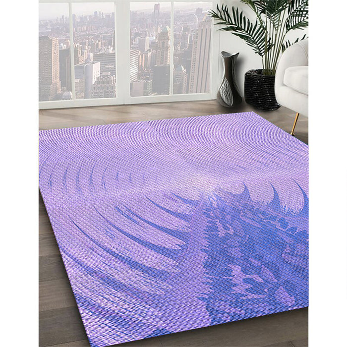 Patterned Purple Rug in Family Room, pat494pur