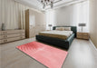 Patterned Pastel Pink Rug in a Bedroom, pat494rd