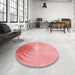 Round Patterned Pastel Pink Rug in a Office, pat494rd